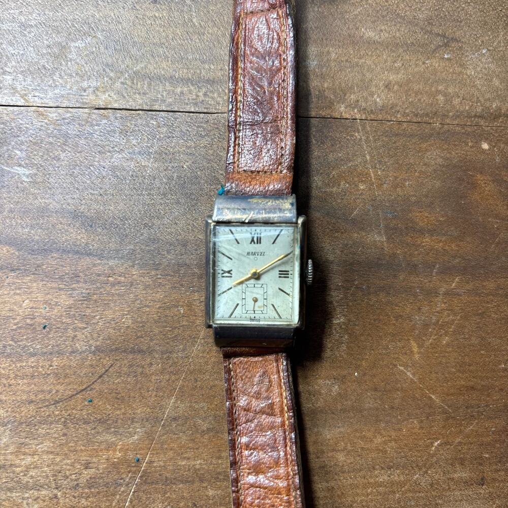 Vintage Harvel Tank Wristwatch with Red Croton Case